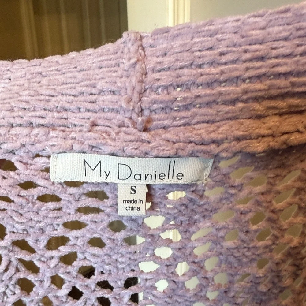 Elegant Lavender Women's Open-Knit Cardigan small - Picture 5 of 7